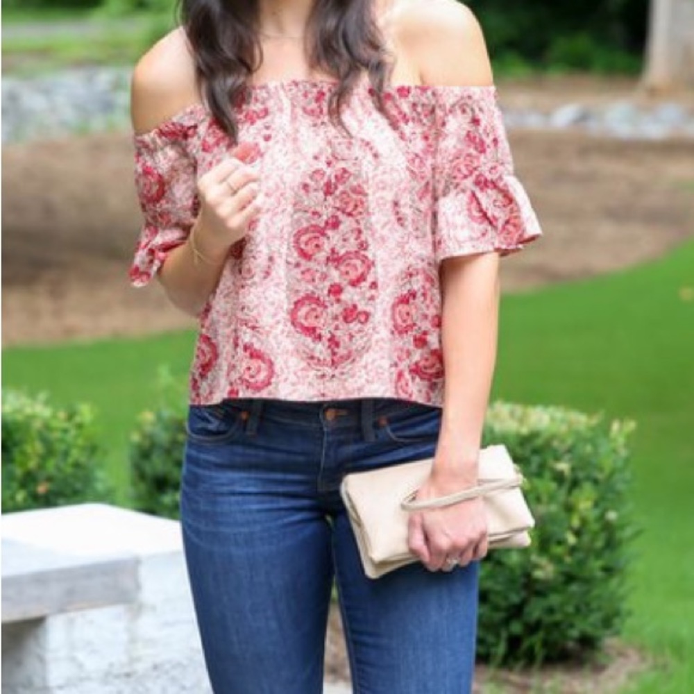 Madewell silk off the shoulder blouse